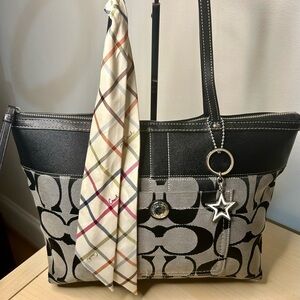 Coach Legacy Tattersall Set Tote Bag, Scarf and Star Keyring